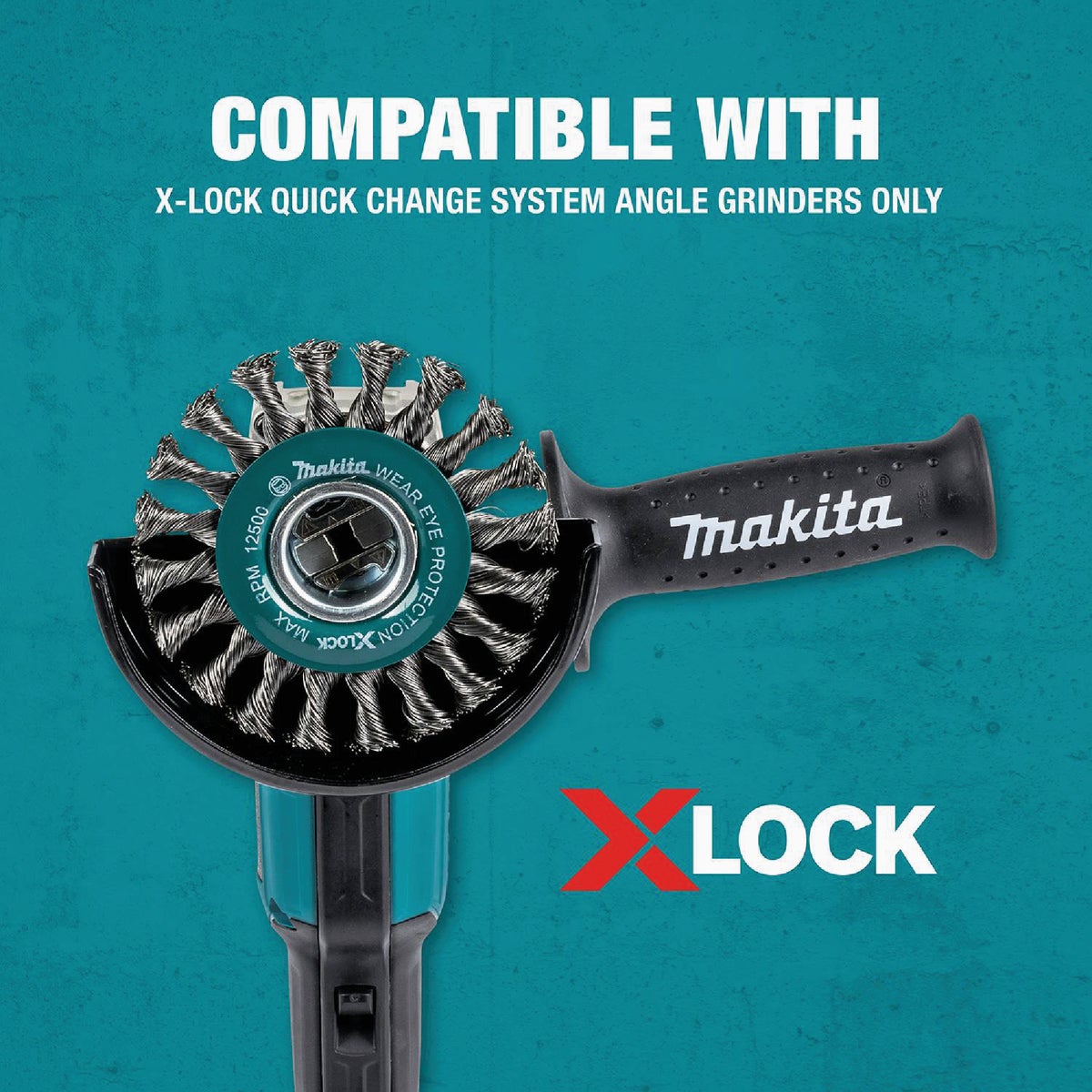 Makita X-LOCK 4-1/2 In. Full Cable Knotted Twist Carbon Steel Angle Grinder Wire Wheel Image 7