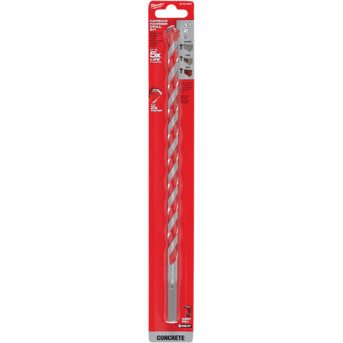 Milwaukee SHOCKWAVE 1/2 In. x 12 In. Impact Duty Masonry Carbide Hammer Drill Bit Image 1