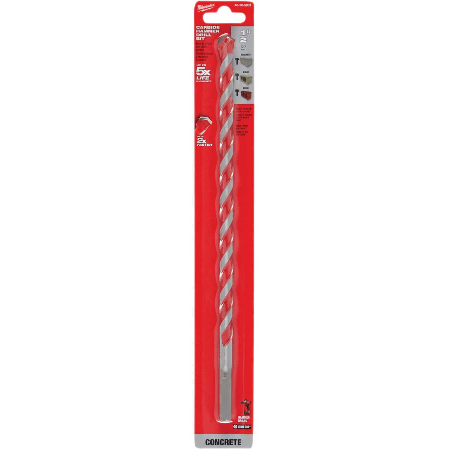 Milwaukee SHOCKWAVE 1/2 In. x 12 In. Impact Duty Masonry Carbide Hammer Drill Bit Image 1