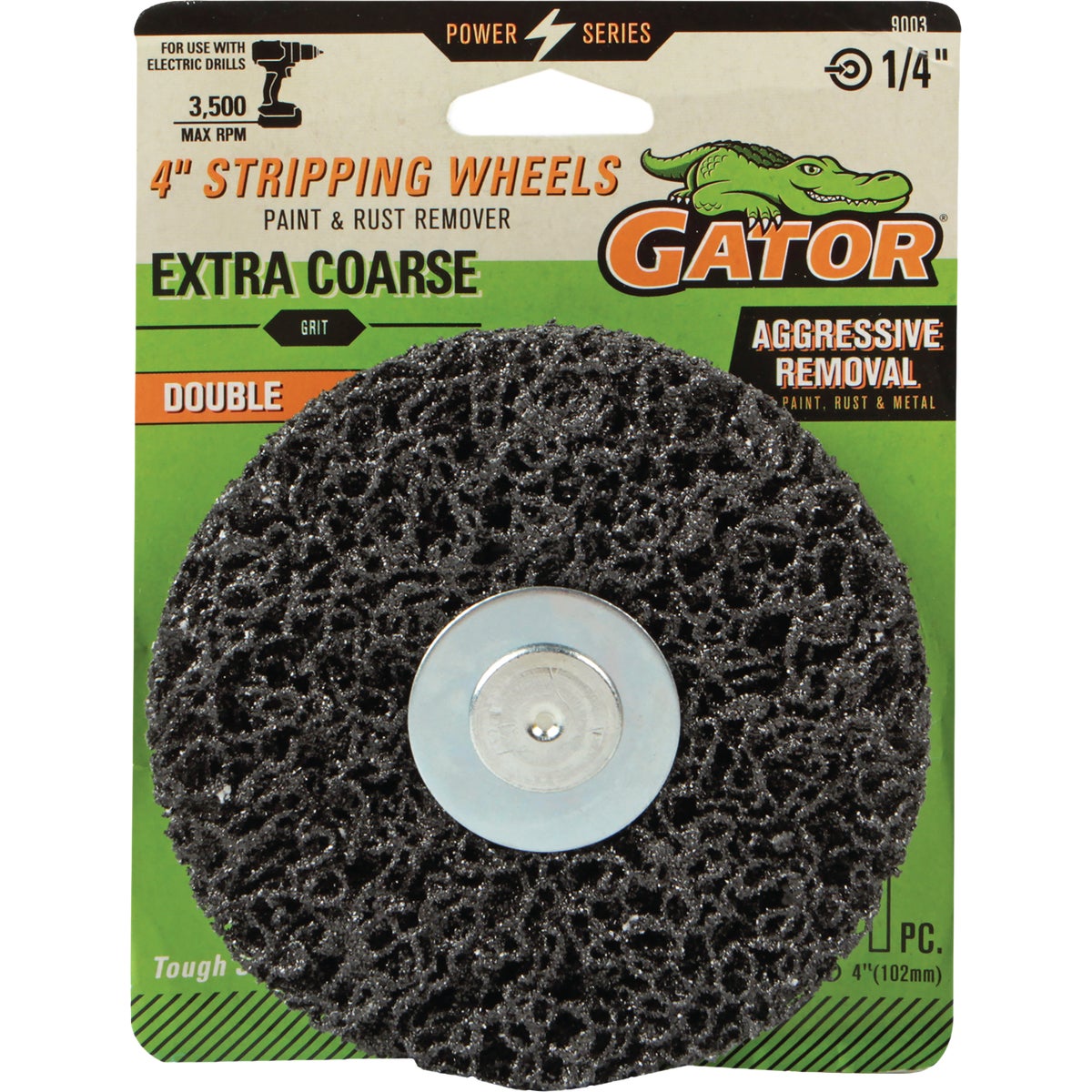 Gator 4 In. Extra Coarse Grit Double Drill-Mount Stripping Wheel