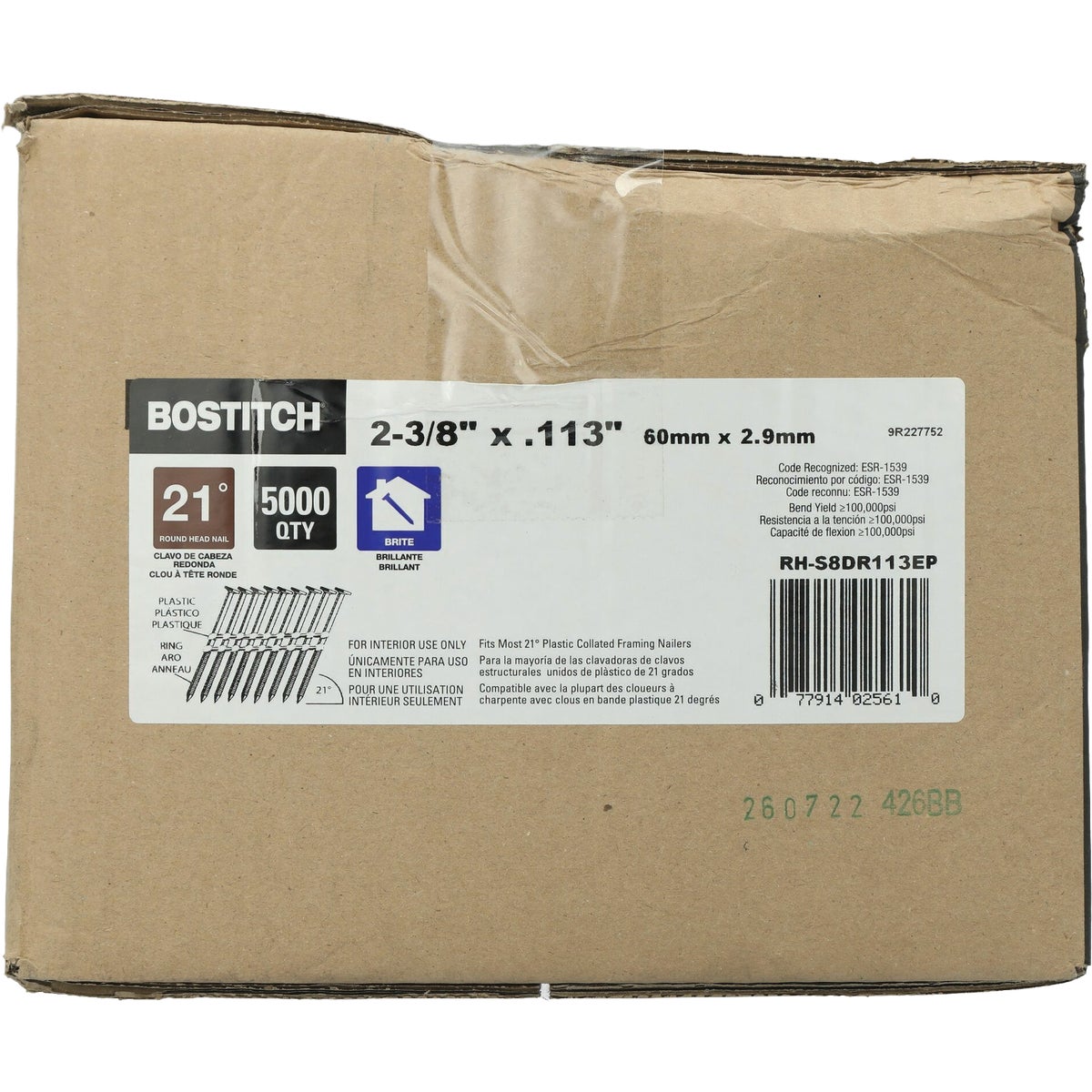 Bostitch 2-3/8 In. x 0.113 In. 21 Deg. Plastic Round Head Collated Framing Nails (5000-Count) Image 2