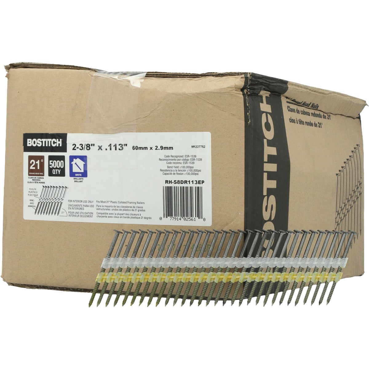 Bostitch 2-3/8 In. x 0.113 In. 21 Deg. Plastic Round Head Collated Framing Nails (5000-Count) Image 1