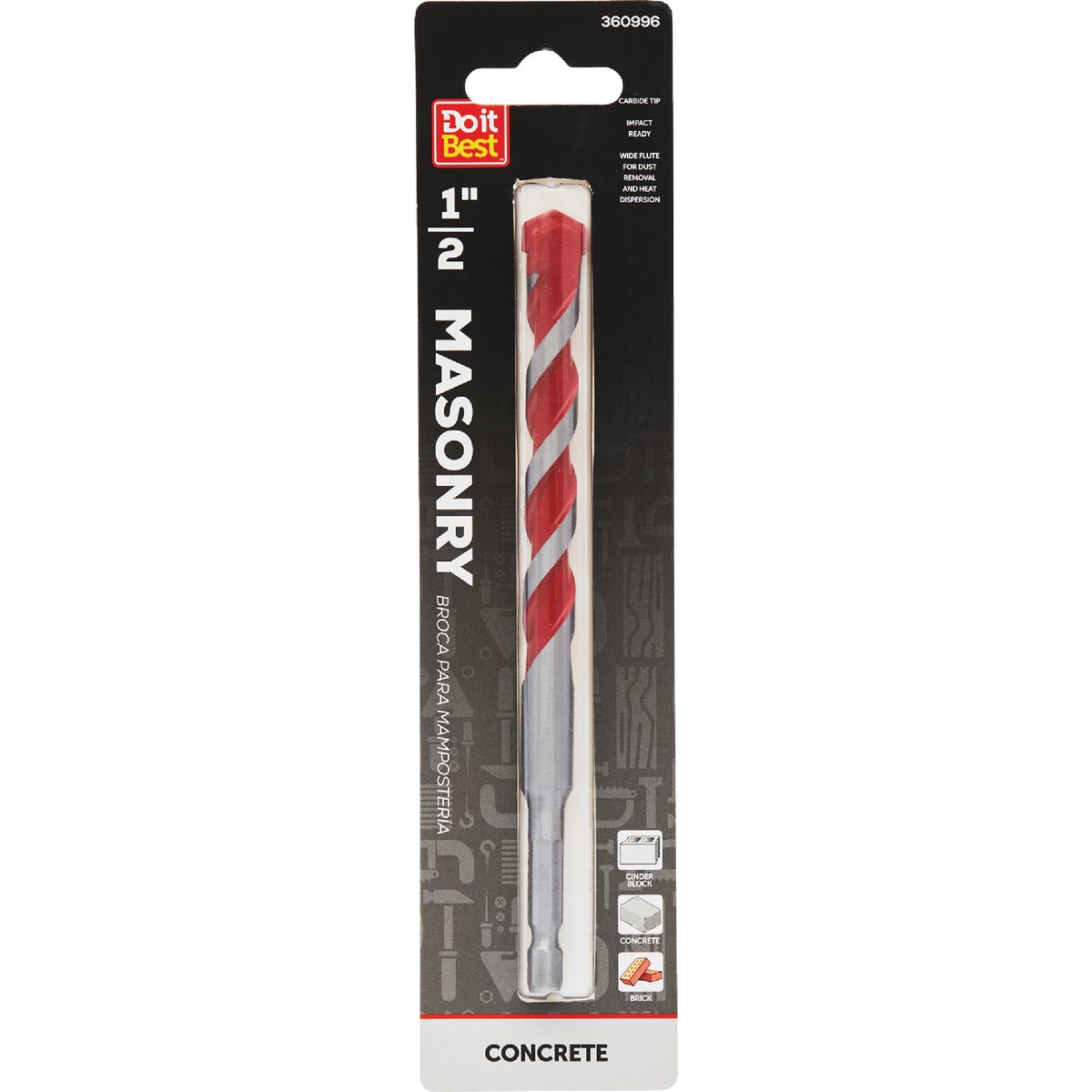 Do it Best 1/2 In. x 6 In. Impact Ready Carbide Masonry Drill Bit Image 1