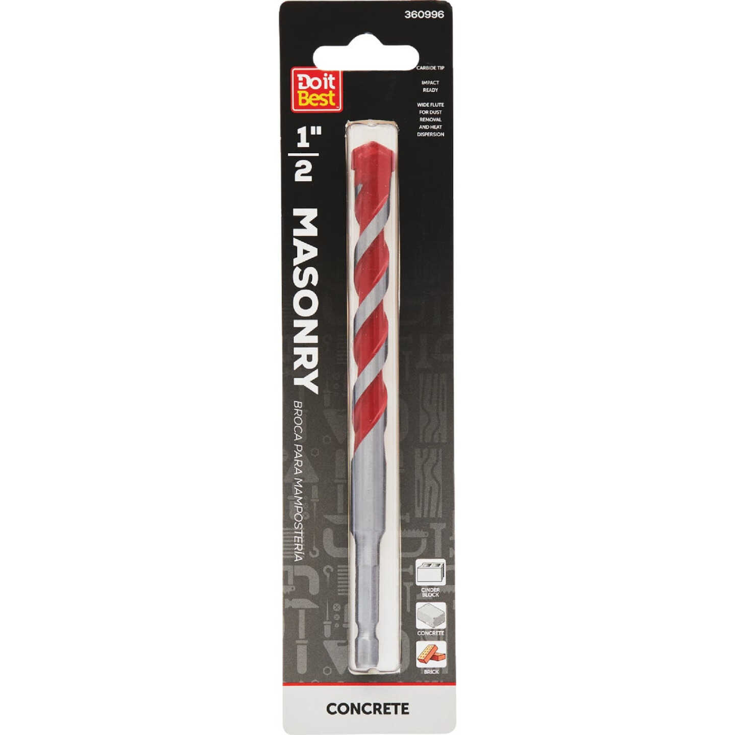 Do it Best 1/2 In. x 6 In. Impact Ready Carbide Masonry Drill Bit Image 1