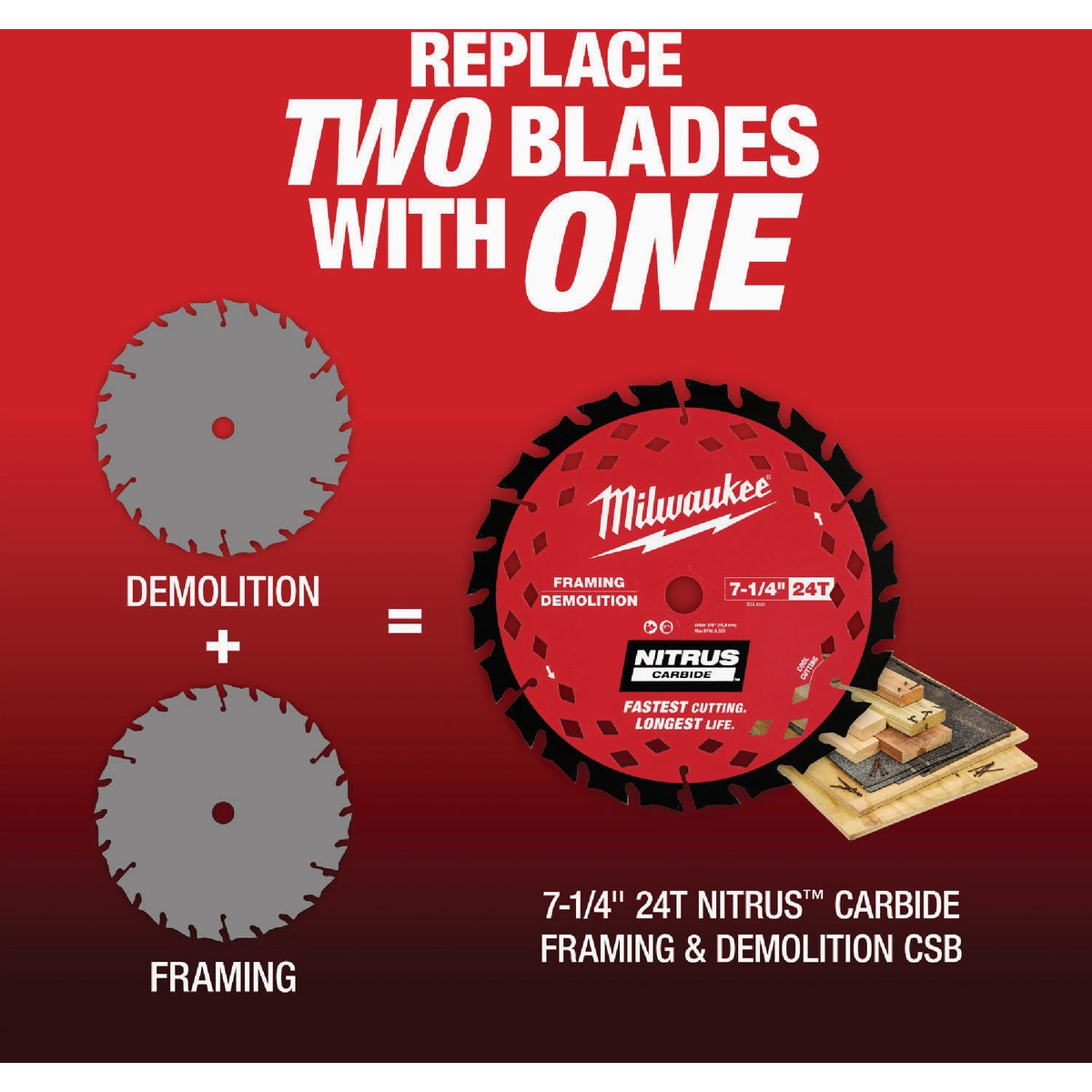 Milwaukee NITRUS 7-1/4 In. 24-Tooth Framing/Demolition Circular Saw Blade (10-Pack) Image 7