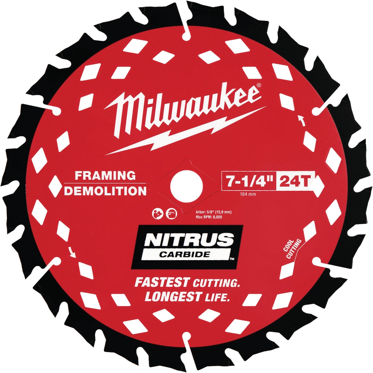 Milwaukee NITRUS 7-1/4 In. 24-Tooth Framing/Demolition Circular Saw Blade (10-Pack)