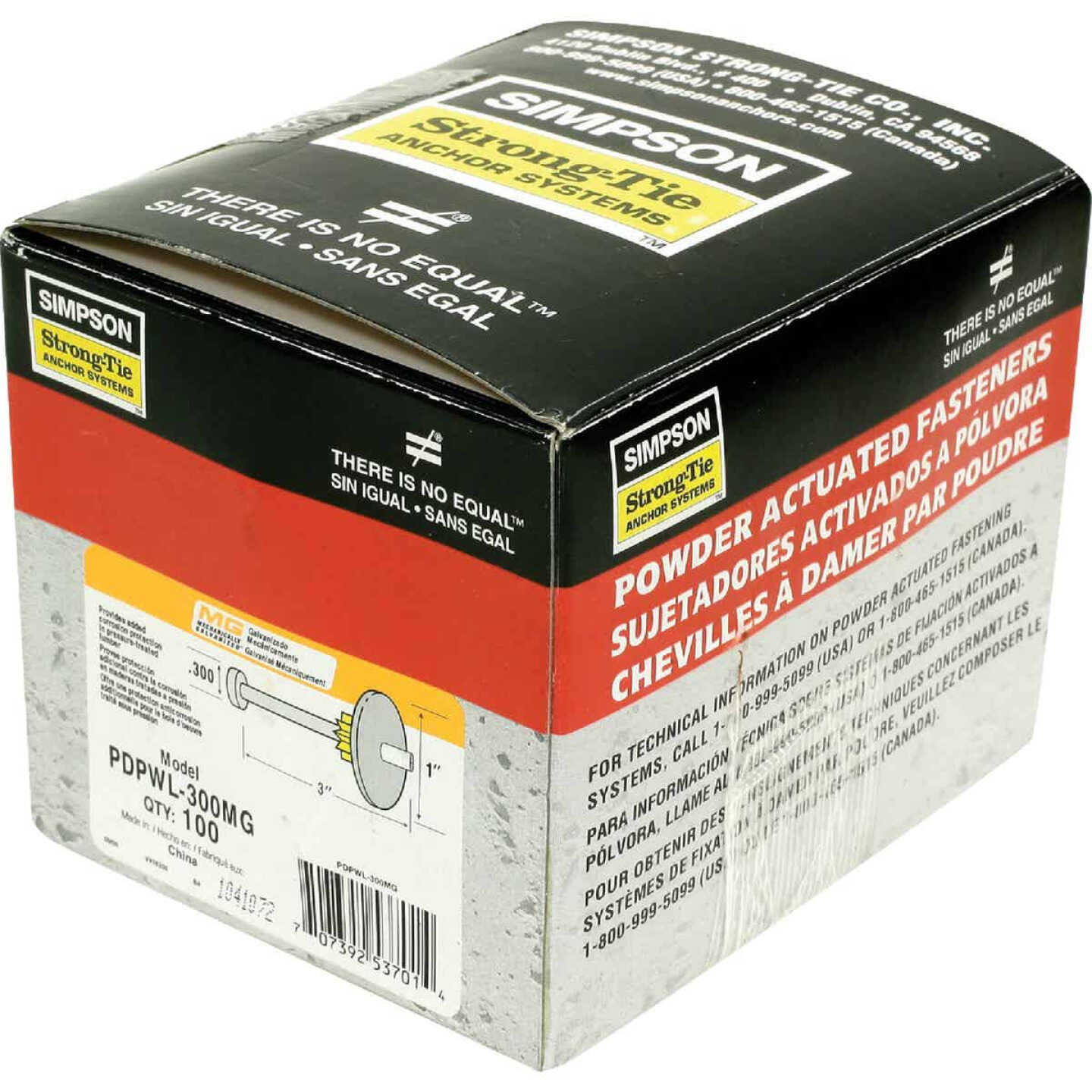 PDPAWL.157 in. x 2-7/8 in. Mechanically Galvanized Powder-Actuated Pin with 1 in. Washer (100-Qty) Image 1
