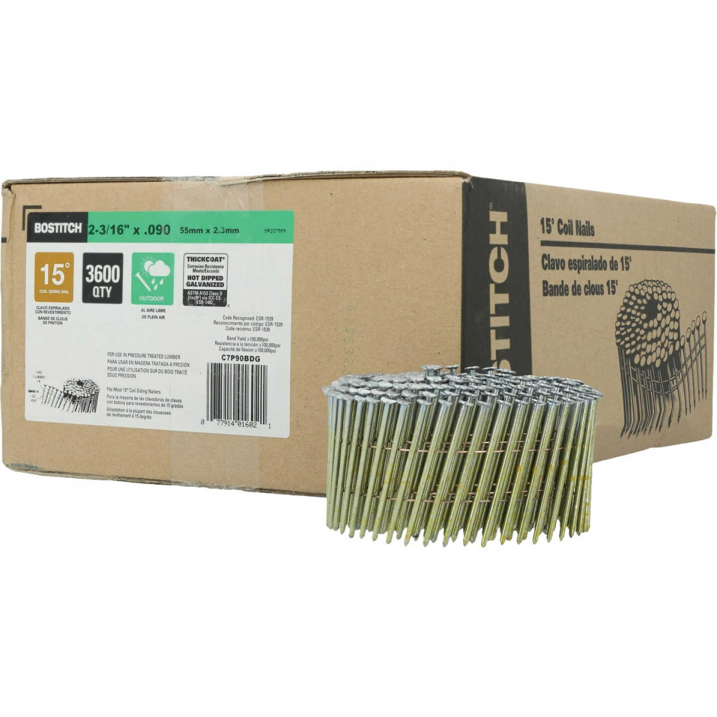 Bostitch 2-3/16 In. x 0.092 In. 15 Deg. Smooth Shank Galvanized Siding Nails (3600-Count) Image 1