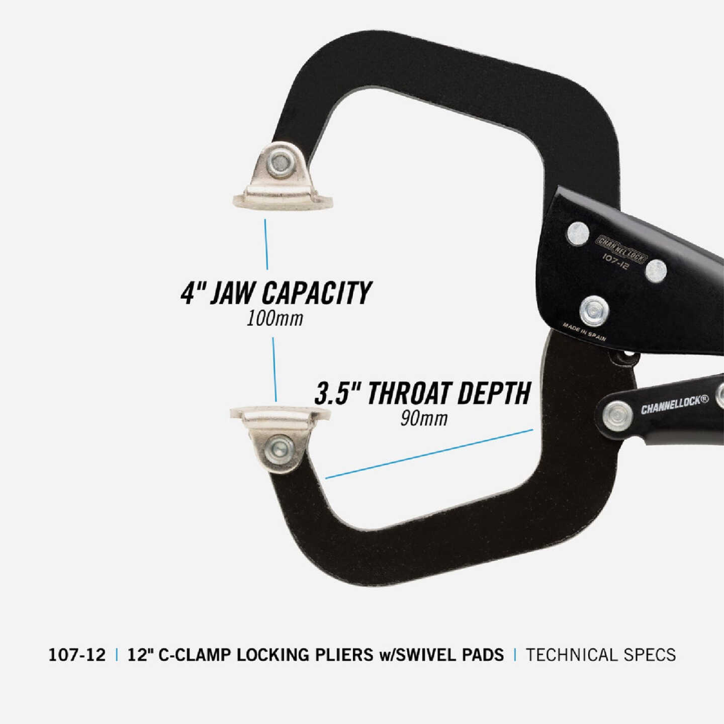 Channellock 12 In. C-Clamp Locking Pliers with Swivel Pads Image 2