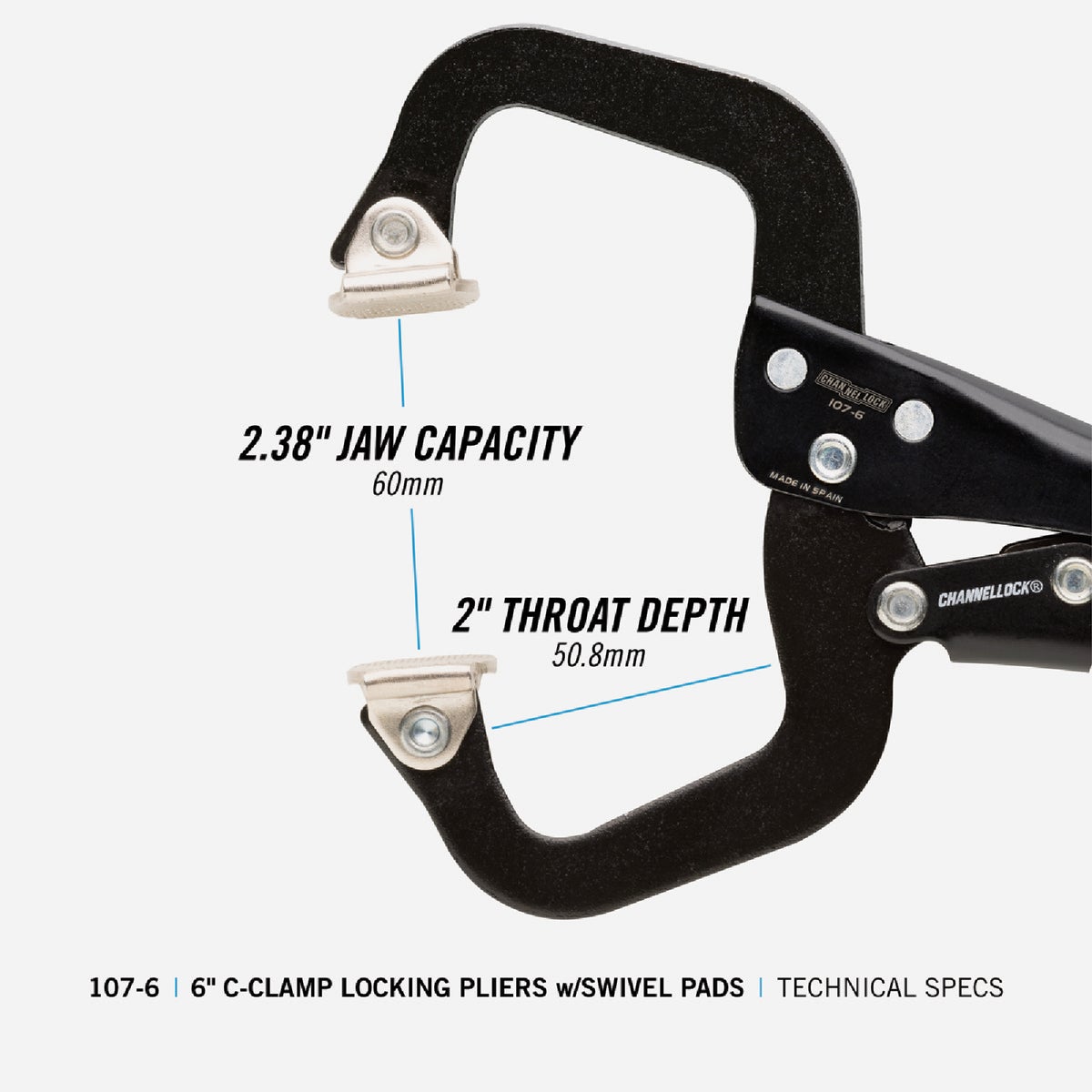 Channellock 6 In. C-Clamp Locking Pliers with Swivel Pads Image 2