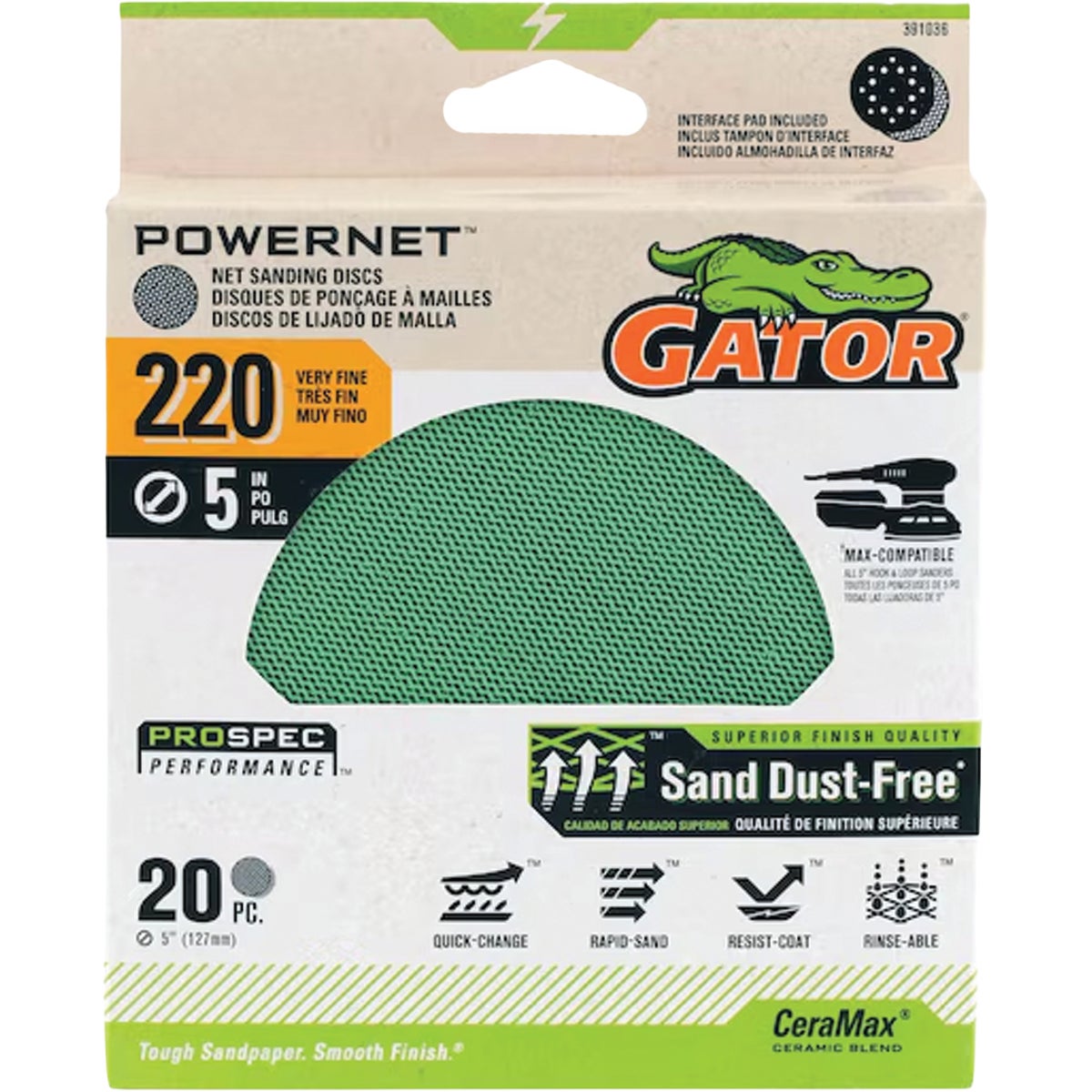 Gator 5 In. 220-Grit Mesh Sanding Disc (20-Pack)