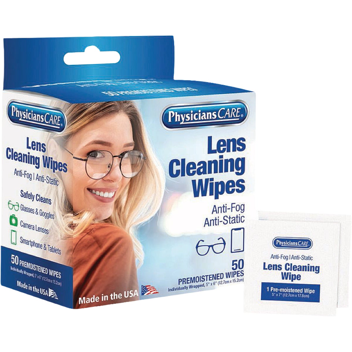First Aid Only Lens Cleaning Wipe (50-Count)