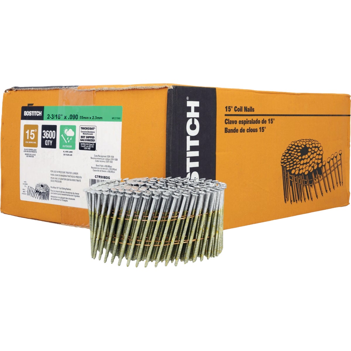 Bostitch 2-3/16 In. x 0.092 In. 15 Deg. Ring Shank Galvanized Siding Nails (3600-Count) Image 1