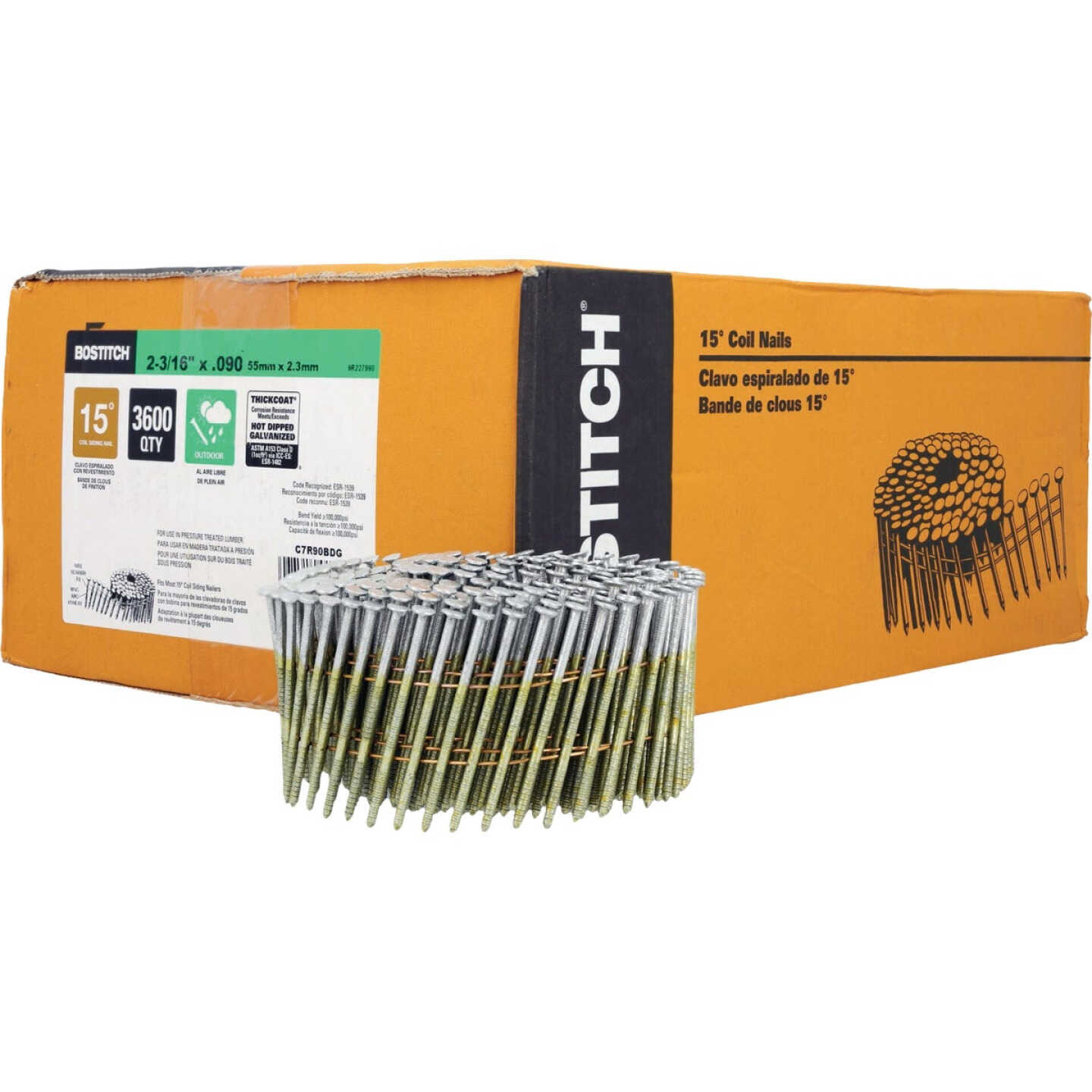 Bostitch 2-3/16 In. x 0.092 In. 15 Deg. Ring Shank Galvanized Siding Nails (3600-Count) Image 1