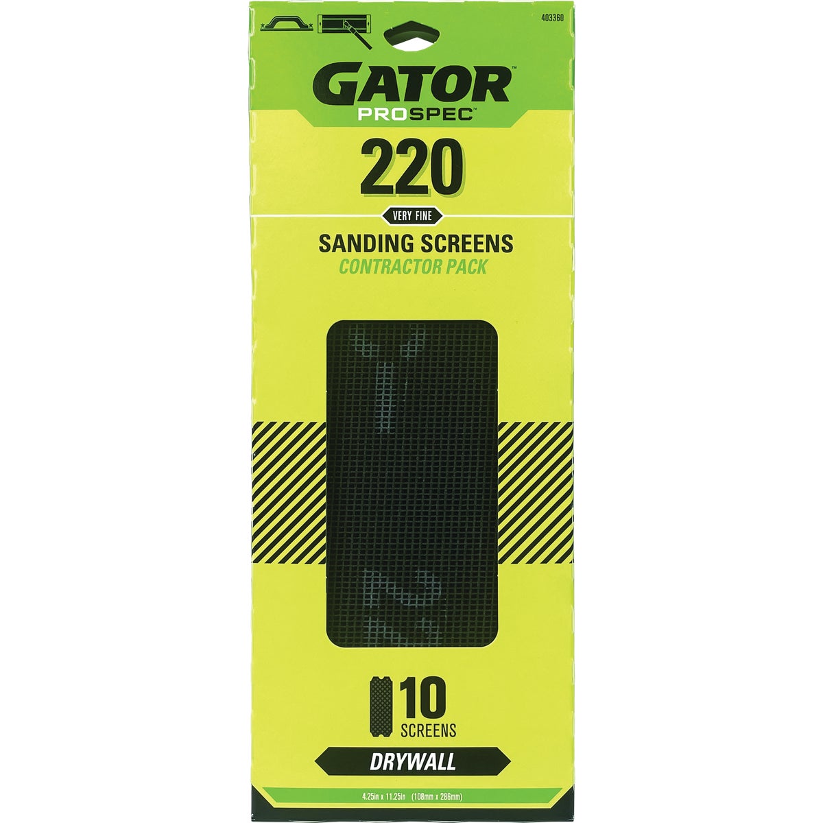 Gator 4-1/4 In. x 11-1/4 In. 220-Grit Drywall Sanding Screen (10-Pack)