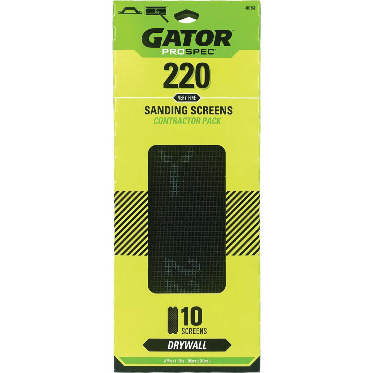 Gator 4-1/4 In. x 11-1/4 In. 220-Grit Drywall Sanding Screen (10-Pack) Image 1