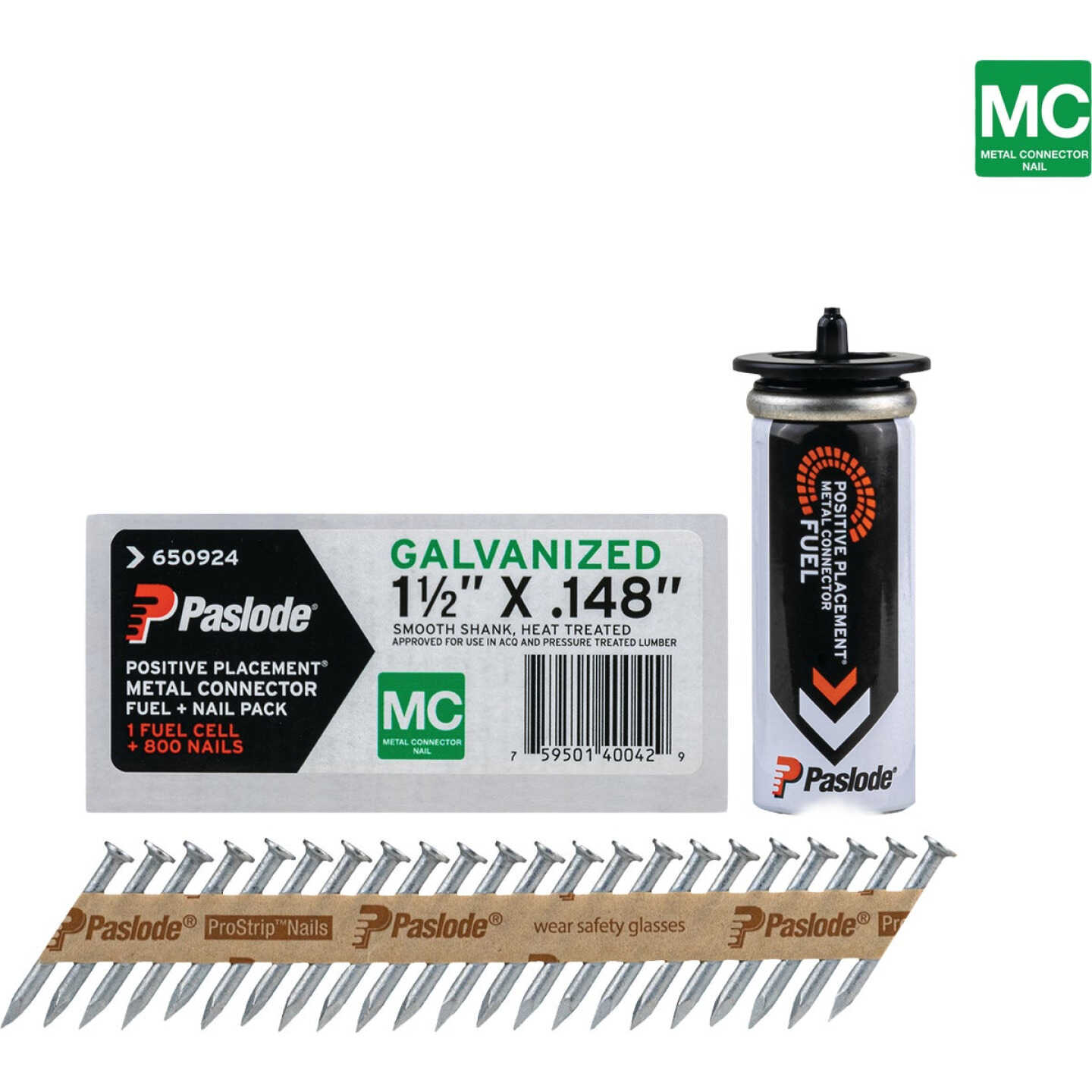 Paslode 1-1/2 In. x 0.148 In. Paper Tape Smooth Shank Heat Treated Mechanical Galvanized Metal Connector Nail (800-Count) with Fuel Cell Image 2