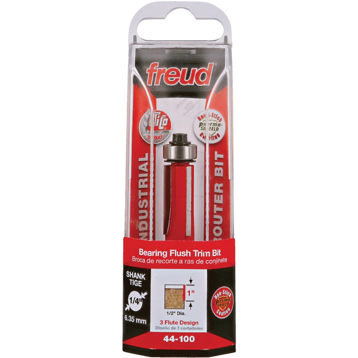 Freud 1/2 In. x 1 In. 3-Cutter Flush Trim Router Bit Image 1