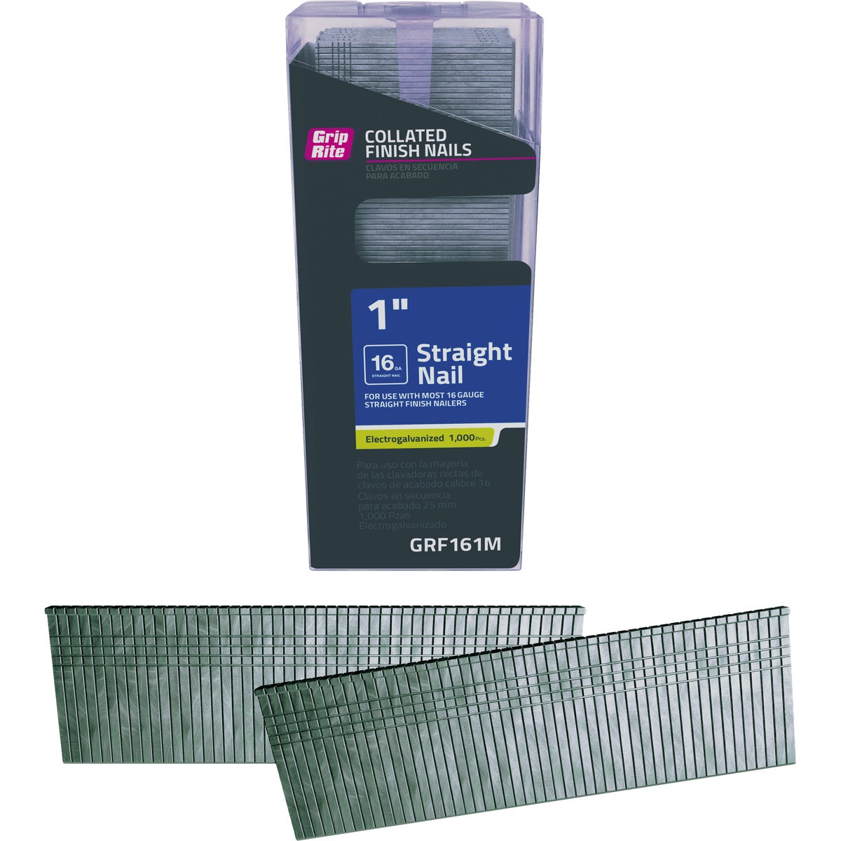Grip-Rite 1 In. 16 ga Electrogalvanized Straight Collated Finishing Nail (1000-Count) Image 1