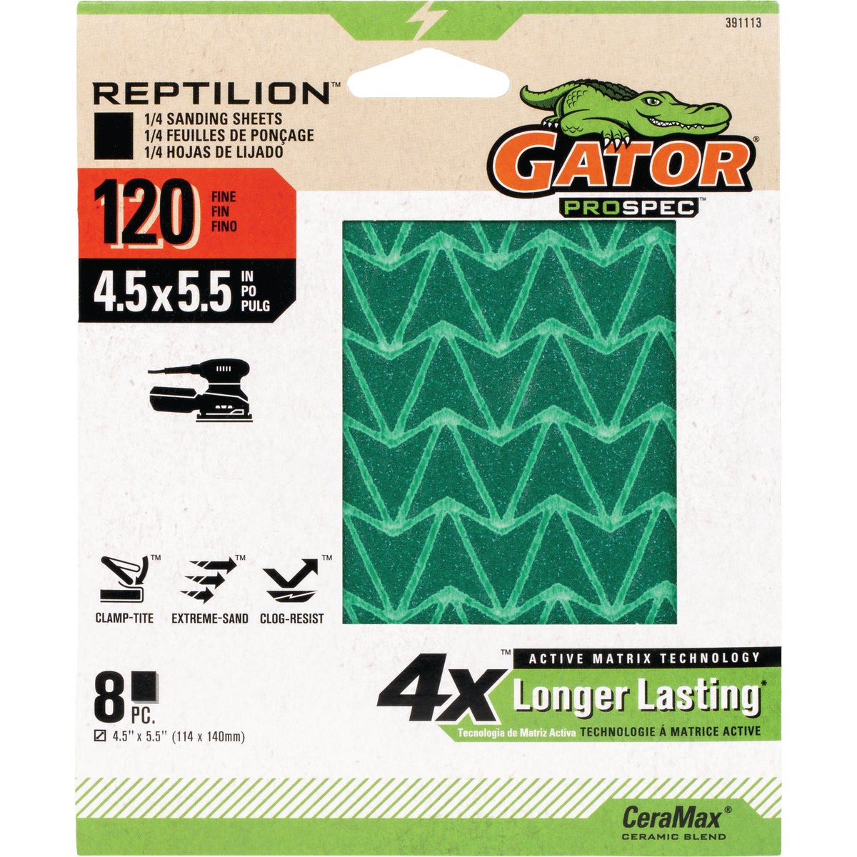Gator Reptilian 180-Grit Sanding Sheet (8-Pack)