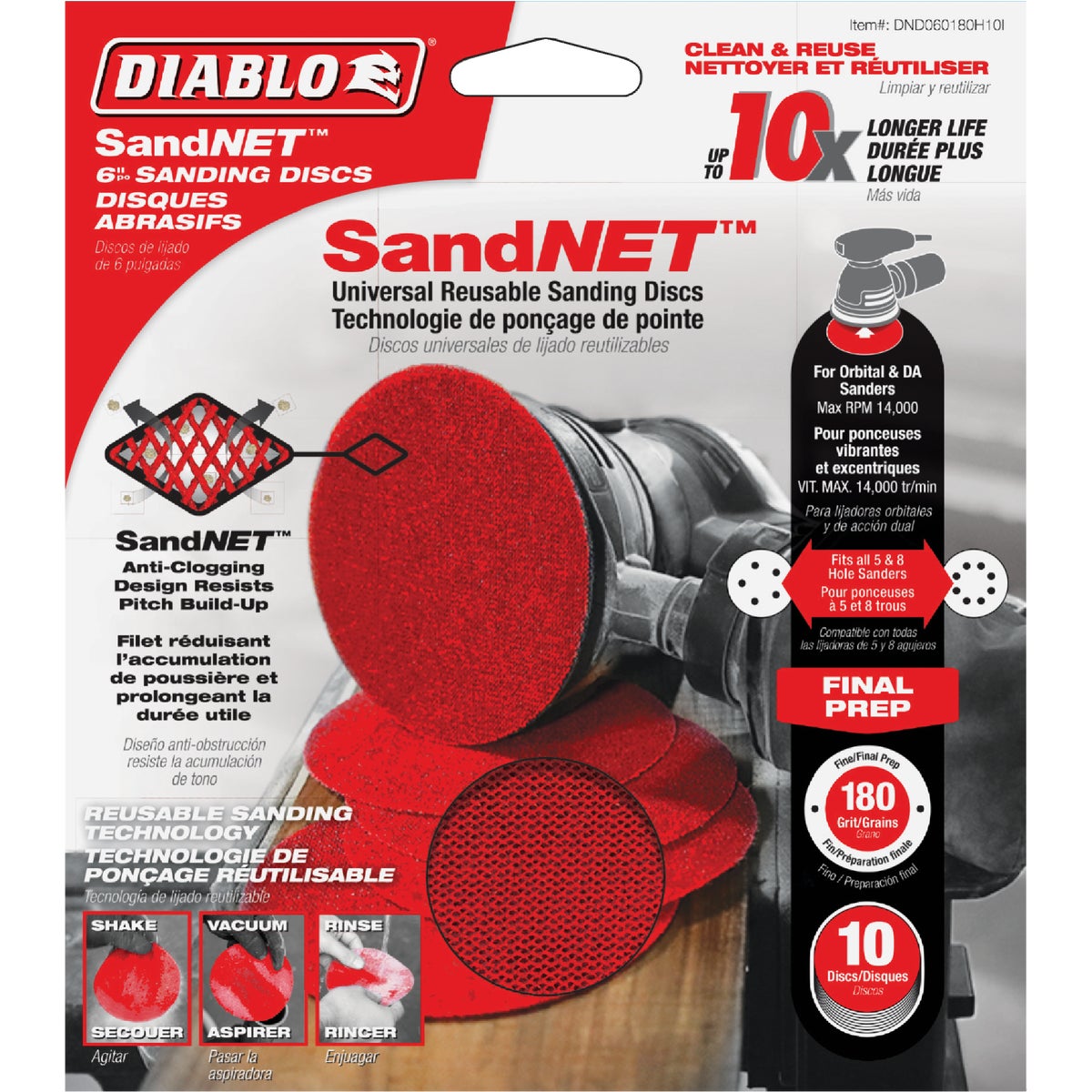 Diablo SandNet 6 In. 180 Grit Sanding Disc with Connection Pad (10-Pack) Image 1