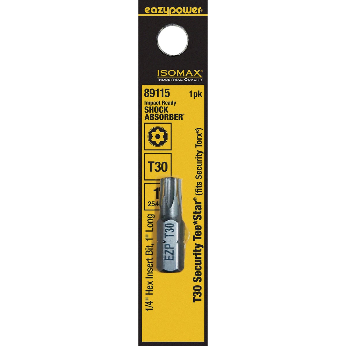 Eazypower Corporation Tamperproof Torx Security T30 1 In. 1/4 In. Hex Screwdriver Bit
