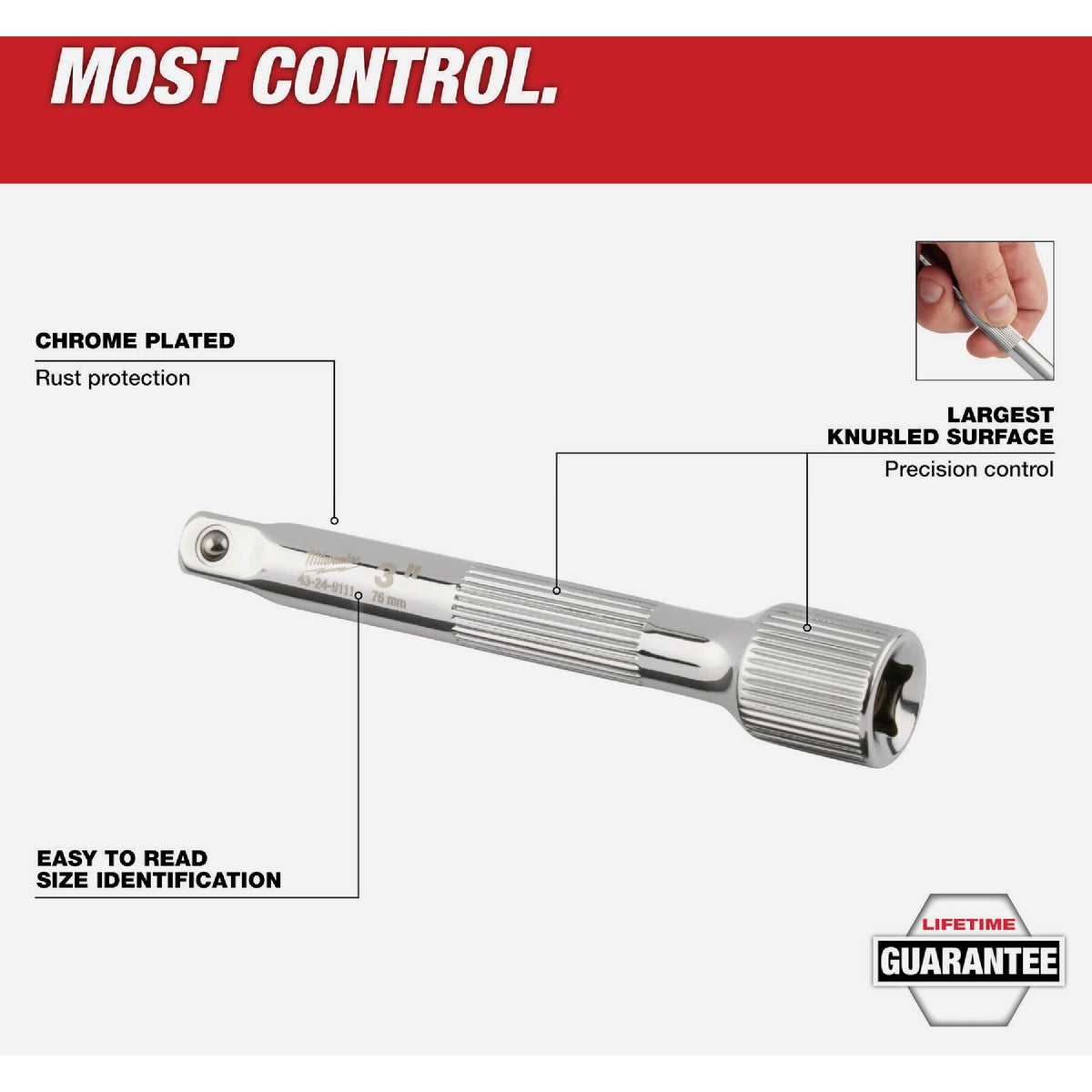 Milwaukee 3/8 In. Drive 6 In. Socket Extension Image 2
