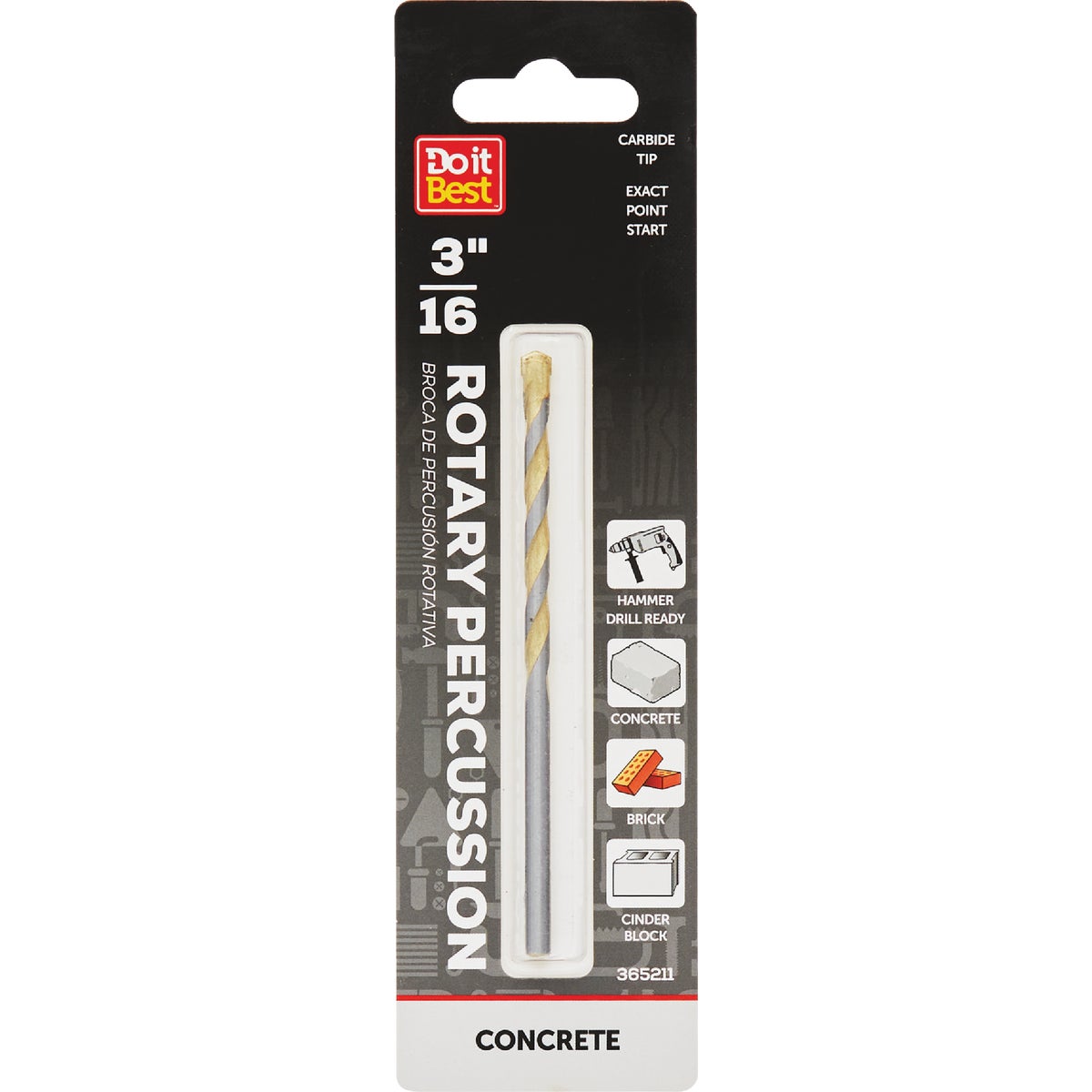 Do it Best 3/16 In. x 4 In. Rotary Percussion Masonry Drill Bit Image 1