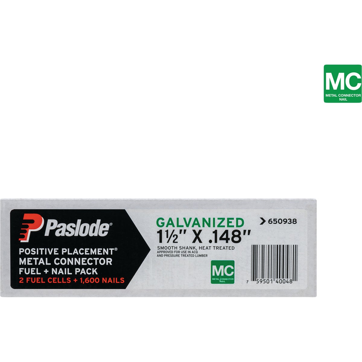 Paslode 1-1/2 In. x 0.148 In. Paper Tape Smooth Shank Heat Treated Mechanical Galvanized Metal Connector Nail (1600-Count) with Fuel Cell