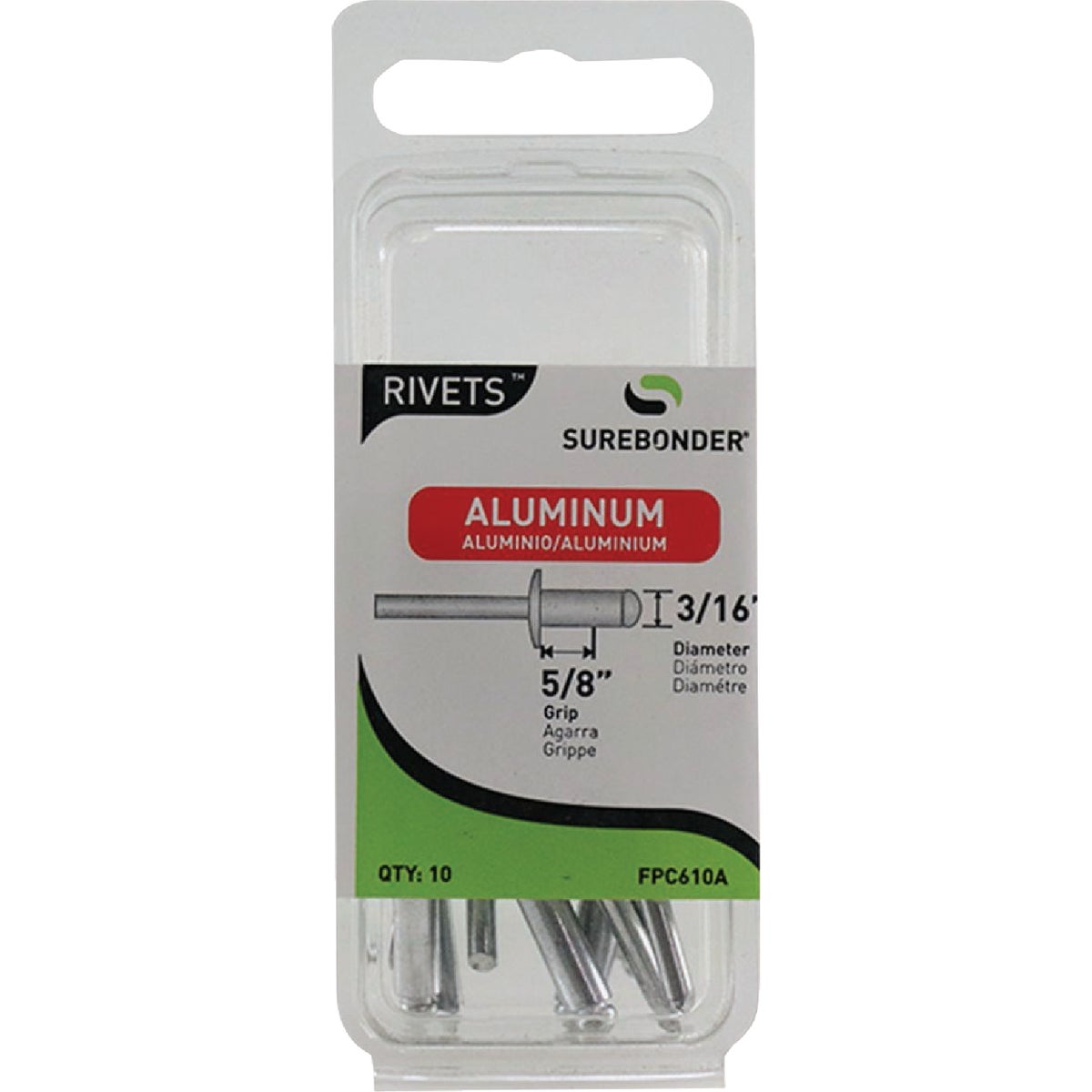 Surebonder 3/16 In. x 5/8 In. Aluminum Rivet (10-Pack) Image 1