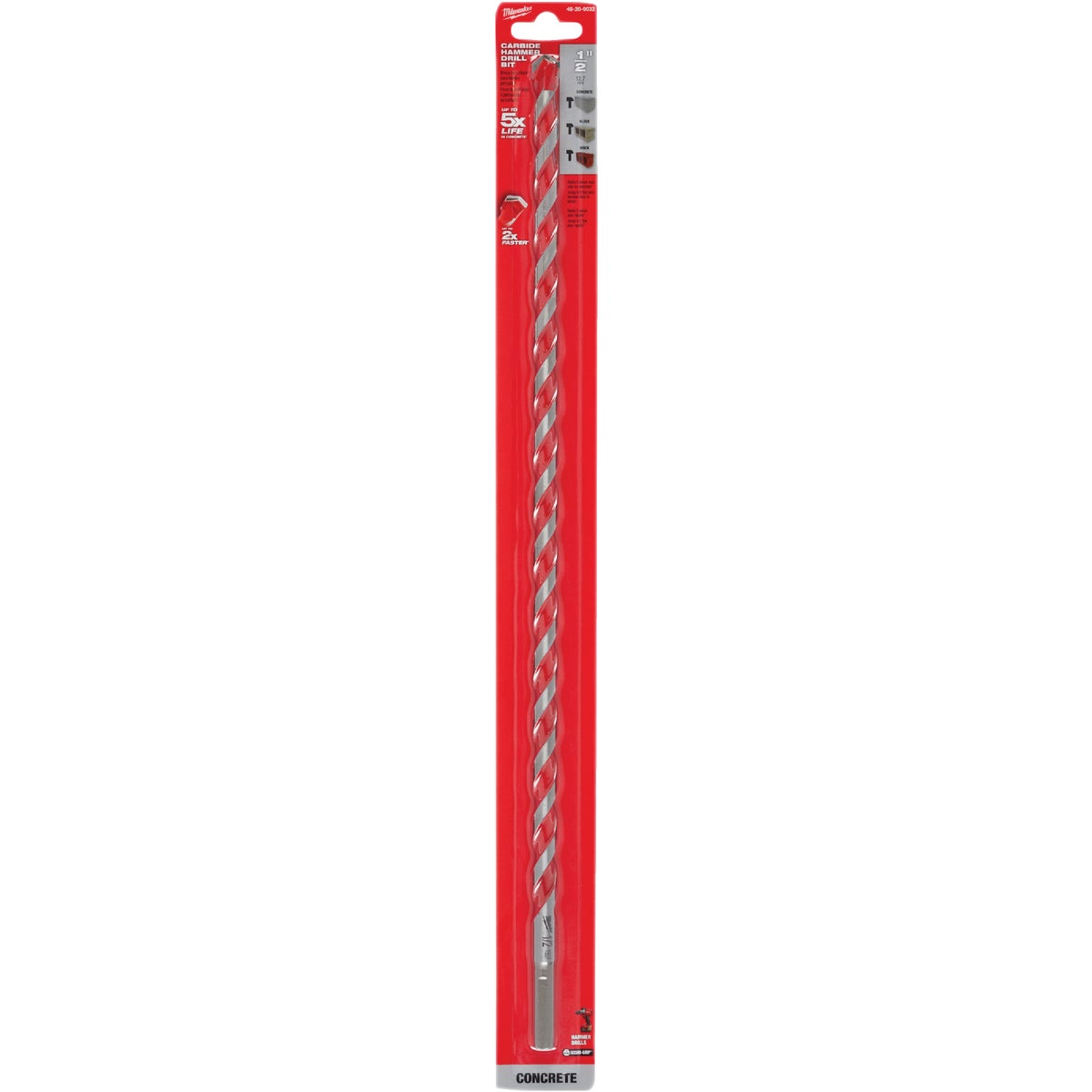 Milwaukee SHOCKWAVE 1/2 In. x 18 In. Impact Duty Masonry Carbide Hammer Drill Bit Image 1