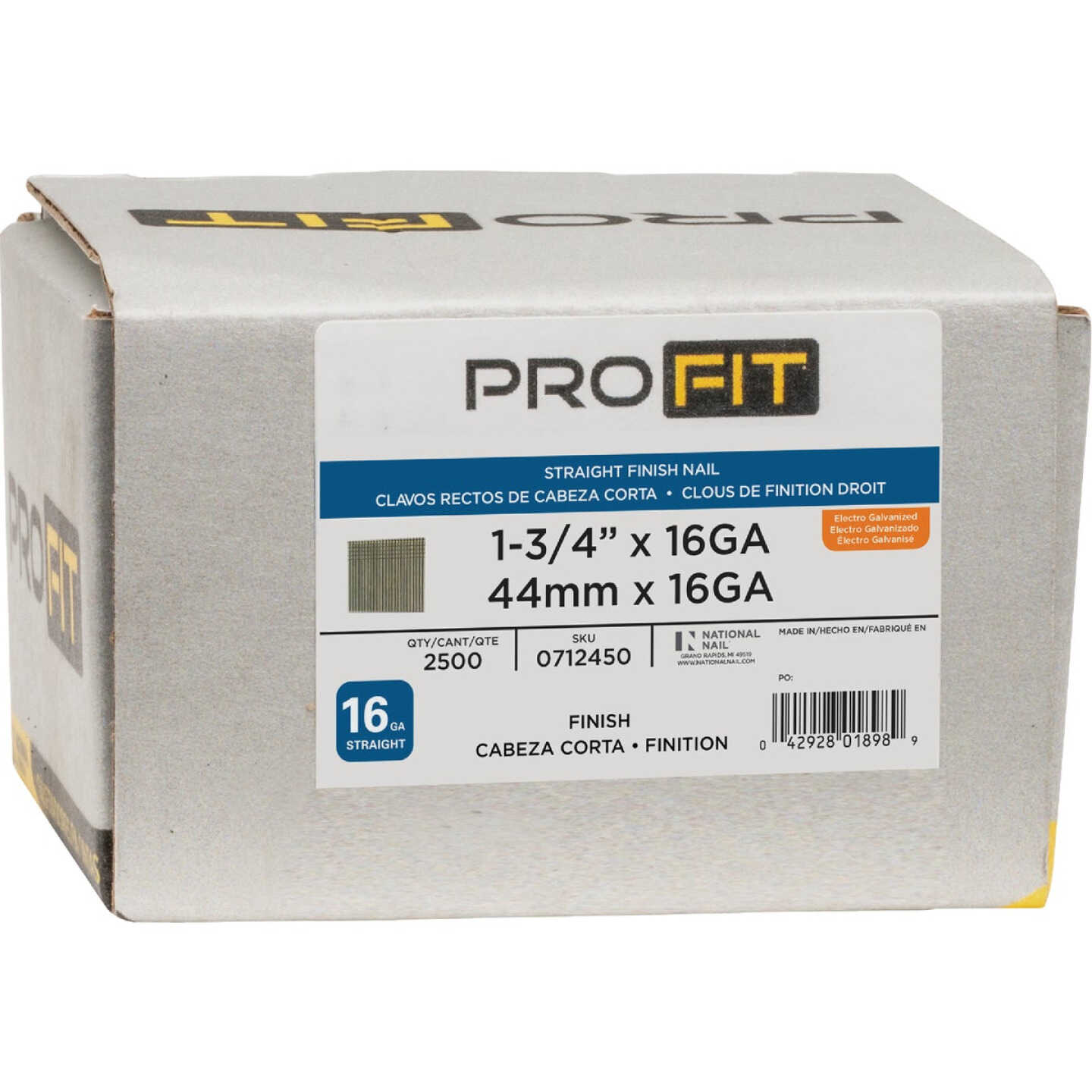 Pro-Fit 1-3/4 In. 16 Gauge Electro Galvanized Straight Finish Nail (2500 Ct.) Image 2