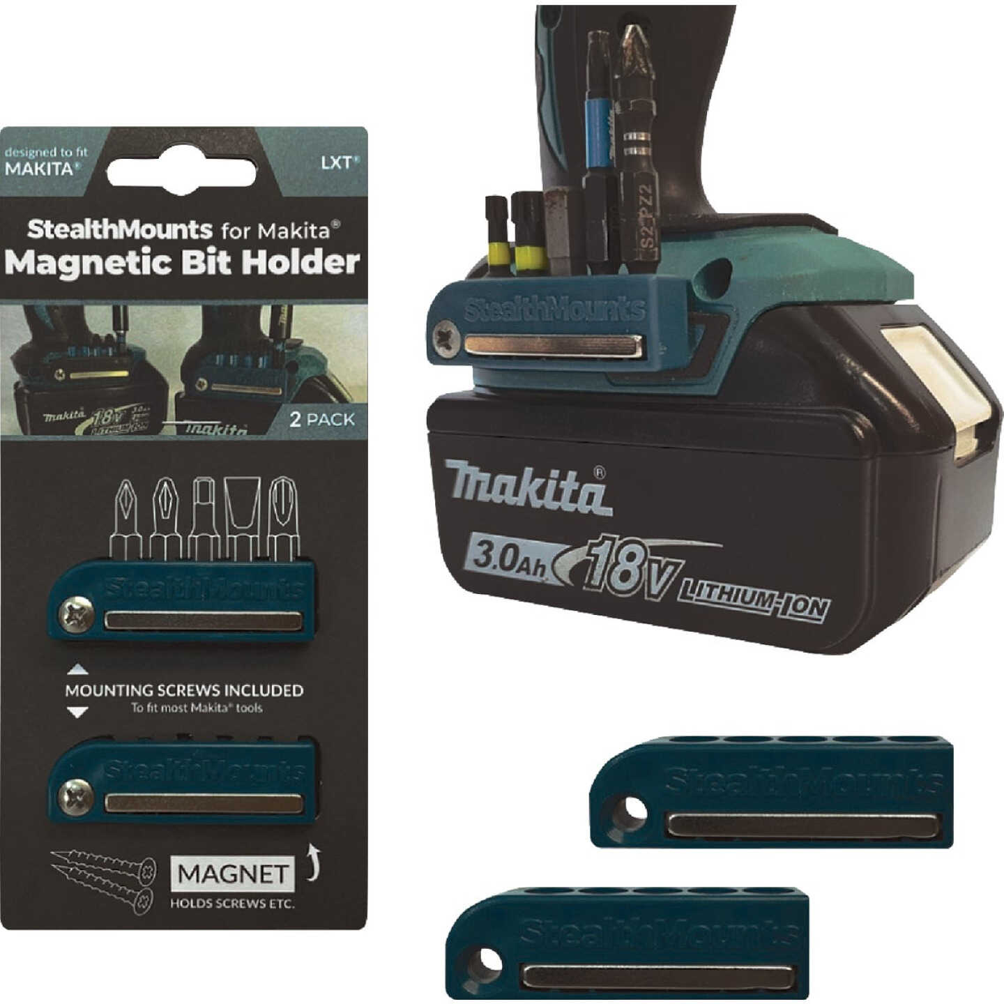StealthMounts Magnetic Bit Holders for Makita 18/40V (2-Pack) Image 1