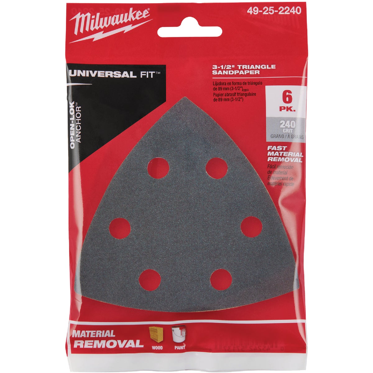 Milwaukee OPEN-LOK 3-1/2 In. 240 Grit Triangle Sandpaper (6-Pack) Image 2