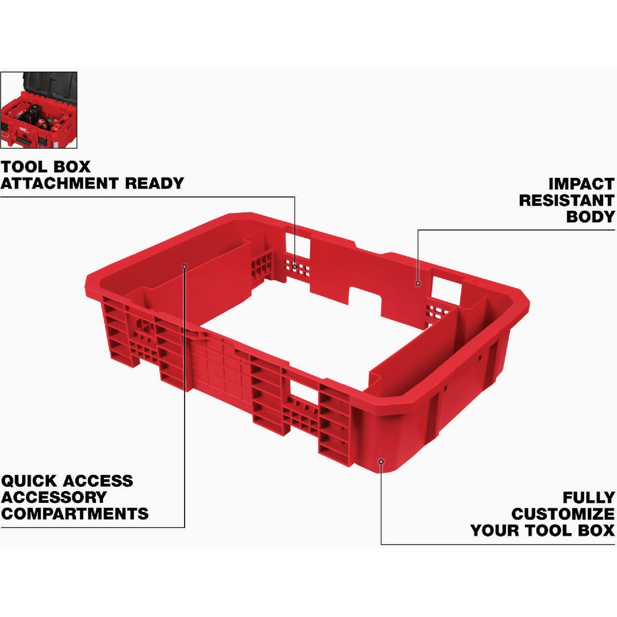 Milwaukee Attachment Ready Tray for PACKOUT Tool Box Image 3