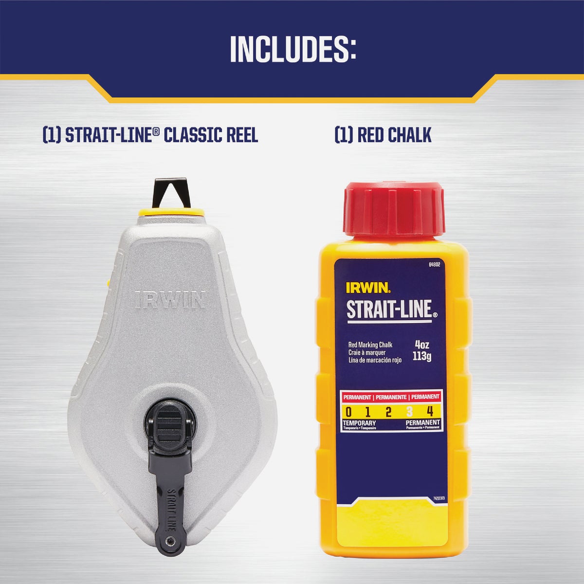Irwin STRAIT-LINE 100 Ft. Classic Chalk Line Reel and Chalk, Red Image 2