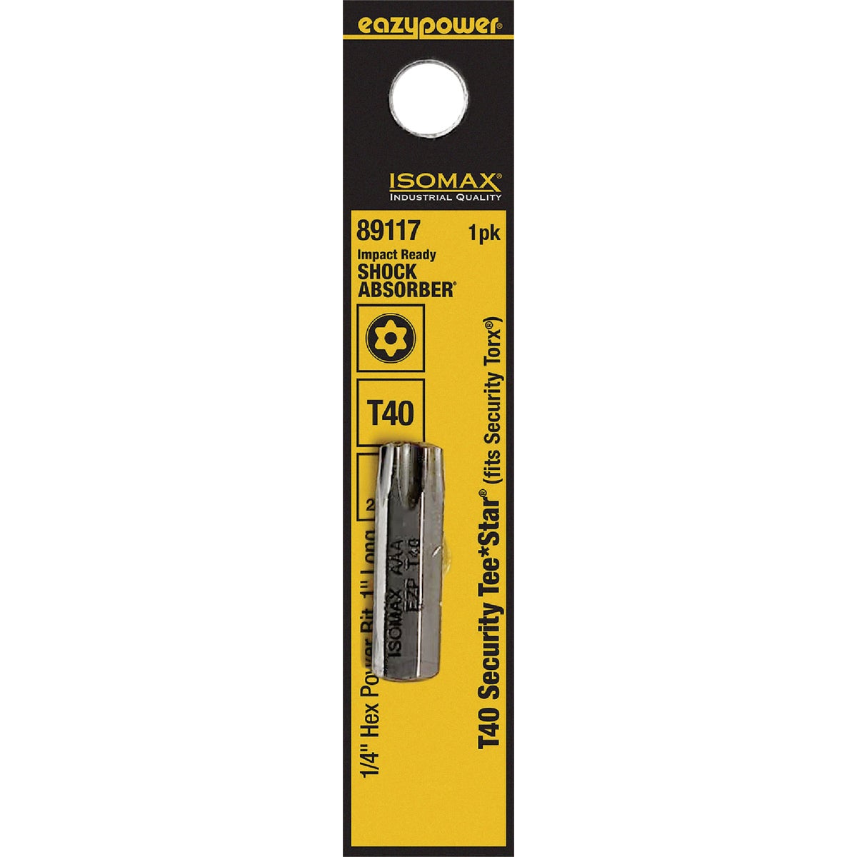 Eazypower Corporation Tamperproof Torx Security T40 1 In. 1/4 In. Hex Screwdriver Bit