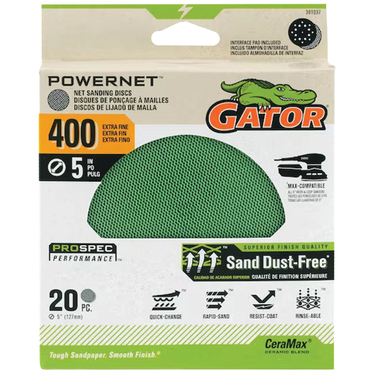 Gator 5 In. 400-Grit Mesh Sanding Disc (20-Pack)