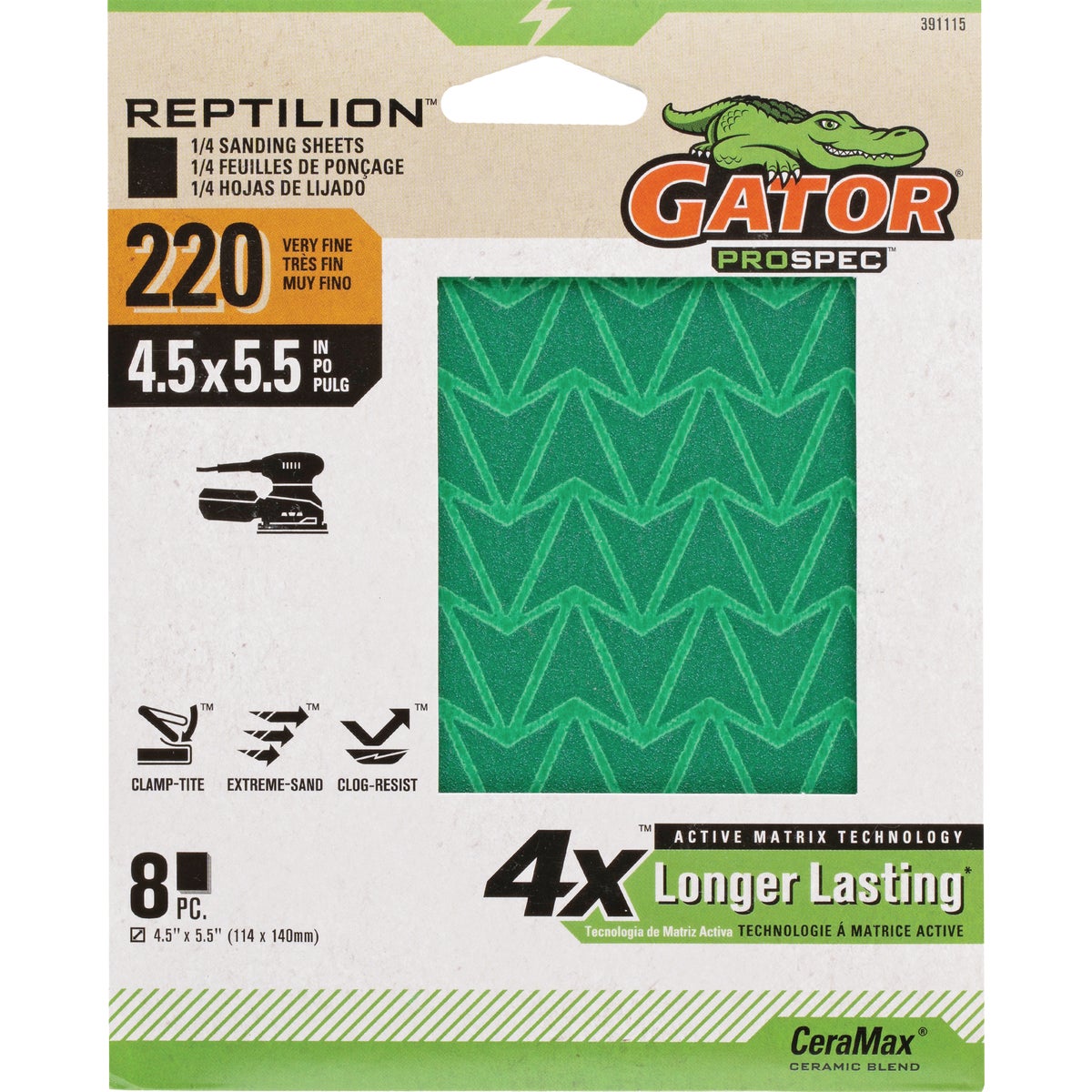 Gator Reptilian 220-Grit Sanding Sheet (8-Pack)
