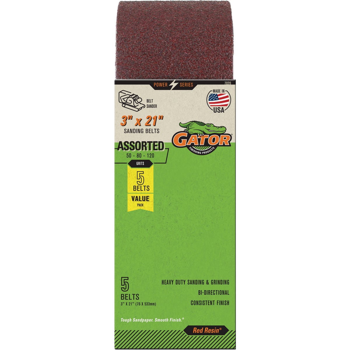 Gator Blade 3 In. x 21 In. 50/80/120 Grit Sanding Belt (5-Pack) Image 4