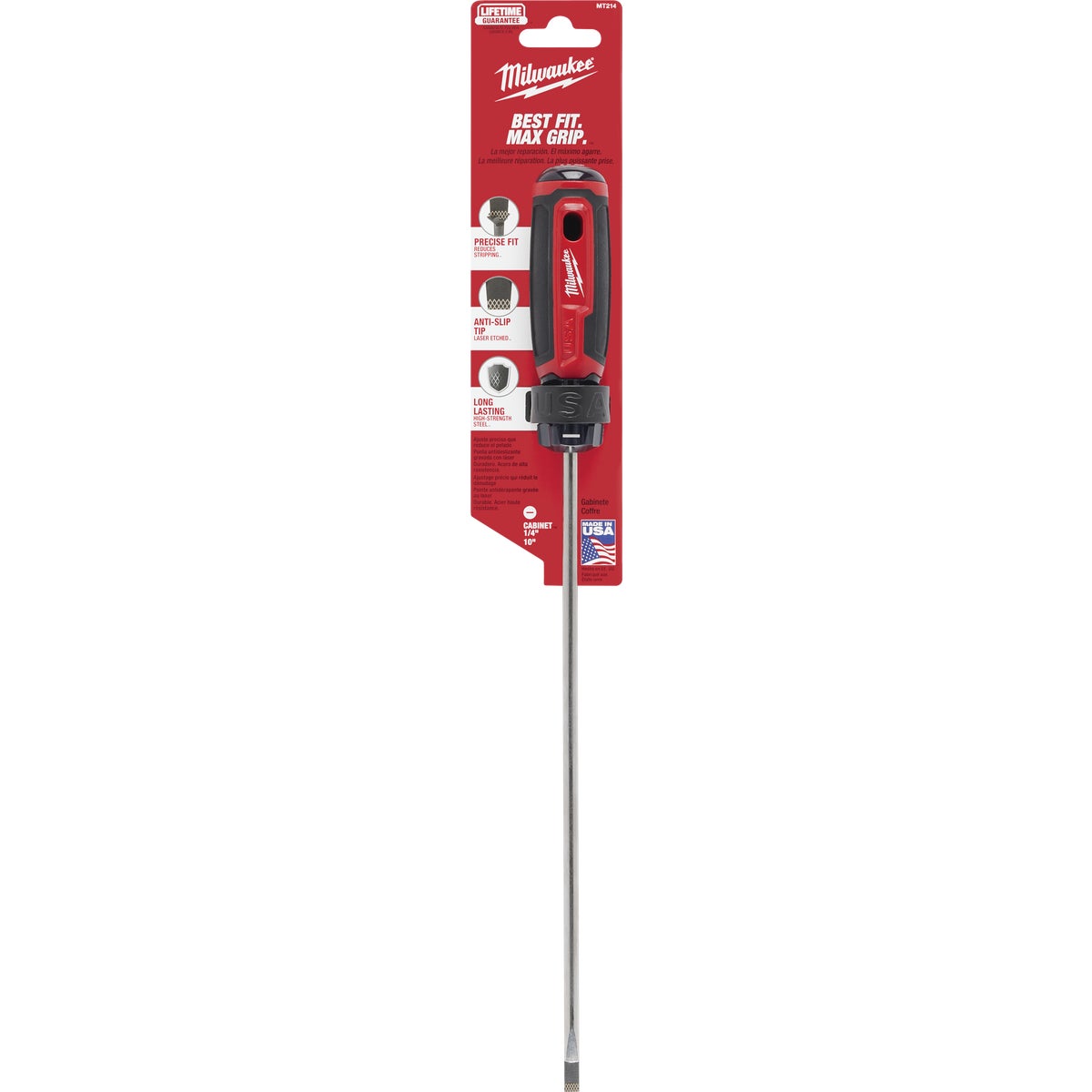 Milwaukee 1/4 In. x 10 In. Cushion Grip Cabinet Tip Slotted Screwdriver (USA) Image 7