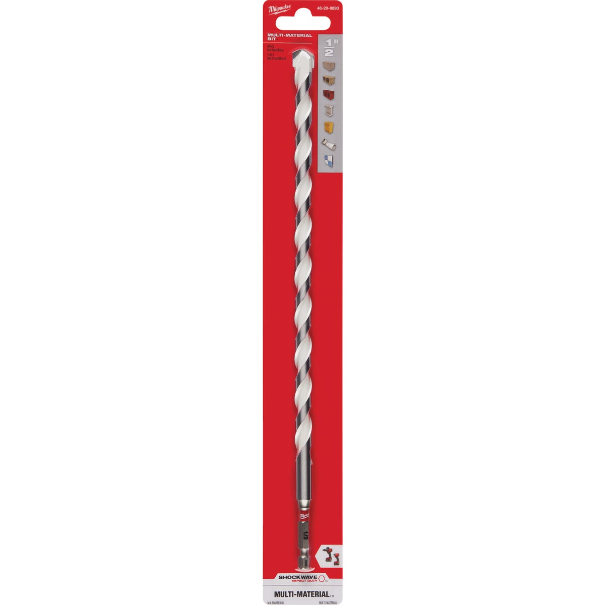 Milwaukee SHOCKWAVE 1/2 In. x 12 In. Impact Duty Carbide Multi-Material Hex Shank Drill Bit Image 7