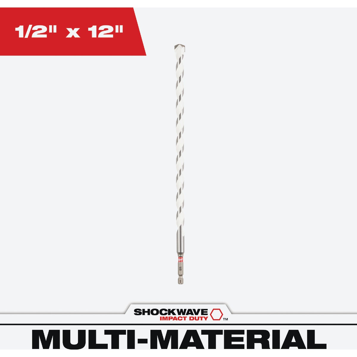 Milwaukee SHOCKWAVE 1/2 In. x 12 In. Impact Duty Carbide Multi-Material Hex Shank Drill Bit