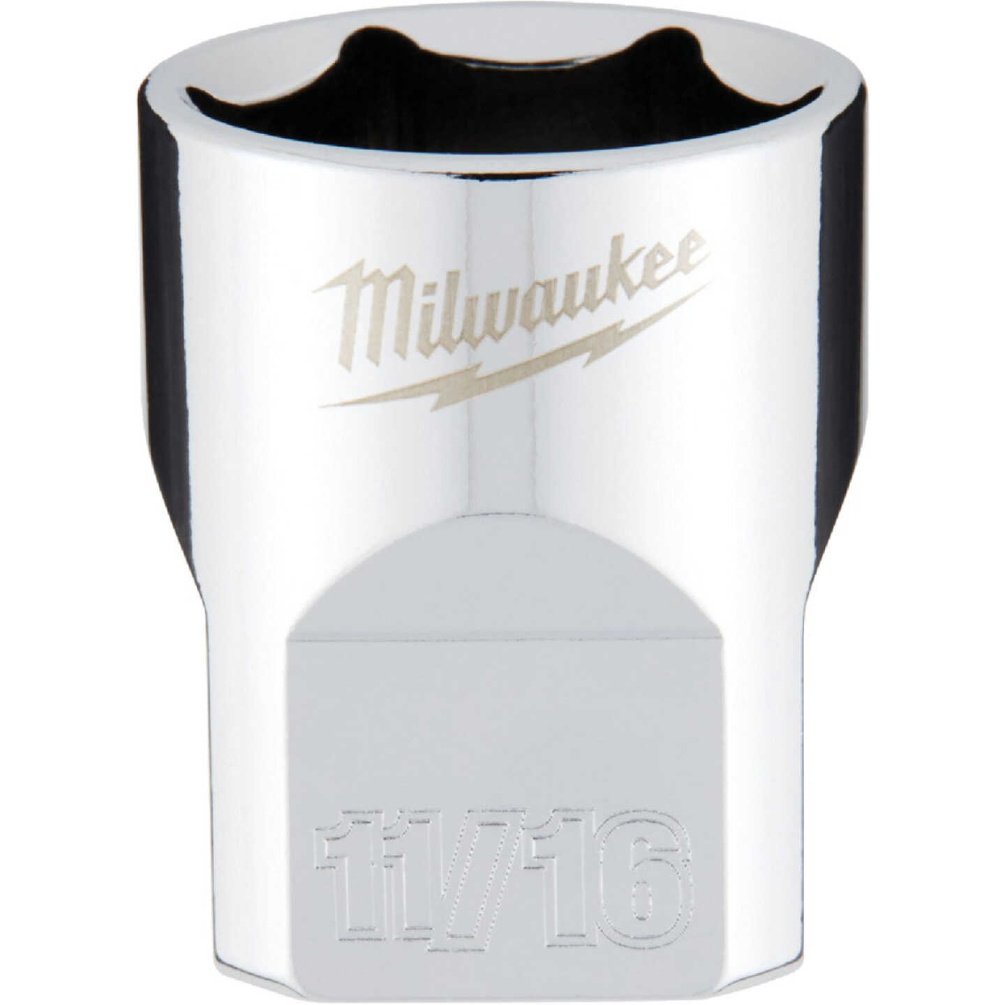 Milwaukee 3/8 In. Drive 11/16 In. 6-Point Shallow Standard Socket with FOUR FLAT Sides Image 1