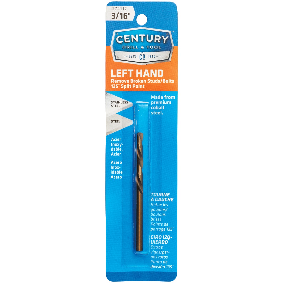Century Drill & Tool 3/16 In. Cobalt Steel Left Hand Drill Bit Image 1