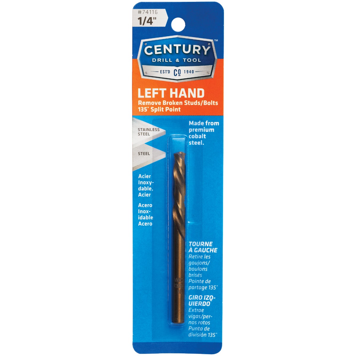 Century Drill & Tool 1/4 In. Cobalt Steel Left Hand Drill Bit Image 1