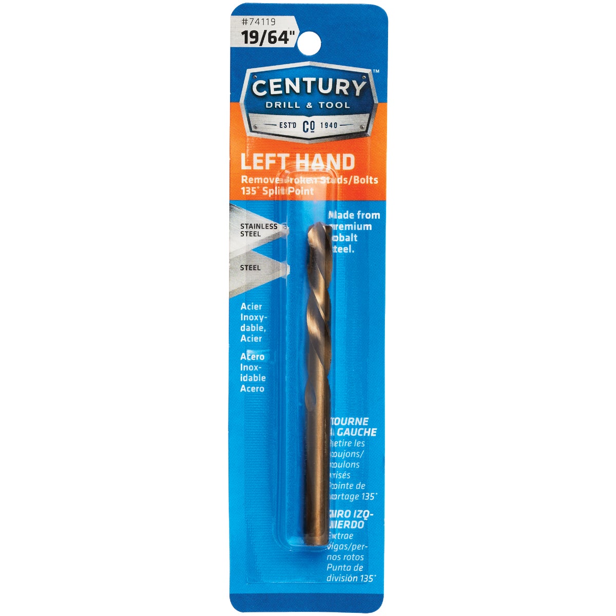 Century Drill & Tool 19/64 In. Cobalt Steel Left Hand Drill Bit Image 1