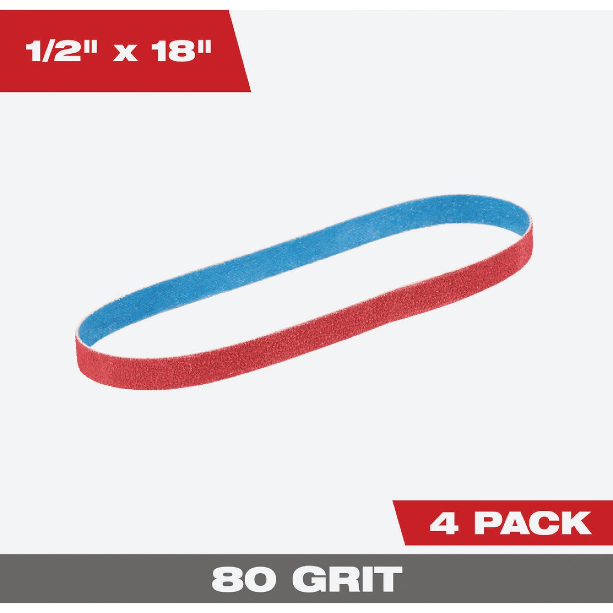 Milwaukee 1/2 In. x 18 In. 80 Grit Bandfile Belt (4-Pack) Image 1