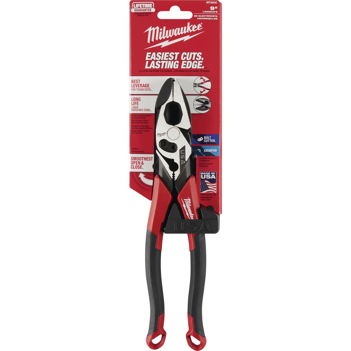 Milwaukee 9 In. Comfort Grip Linesman Pliers with Crimper and Bolt Cutter Image 7
