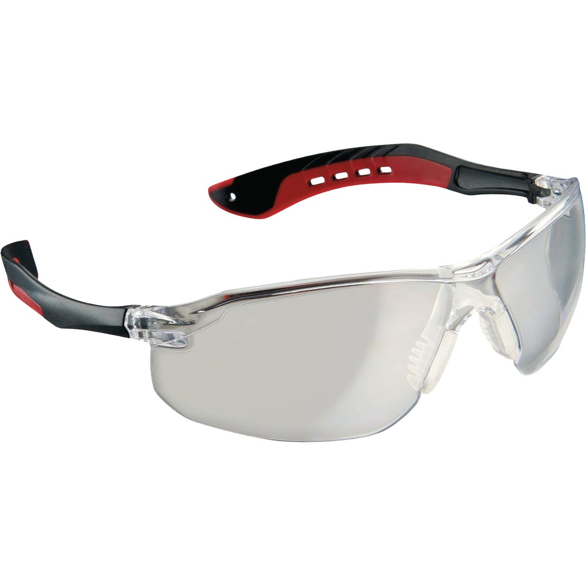 3M Black/Red Frame Flat Temple Safety Glasses with Anti-Scratch Clear Lenses Image 1